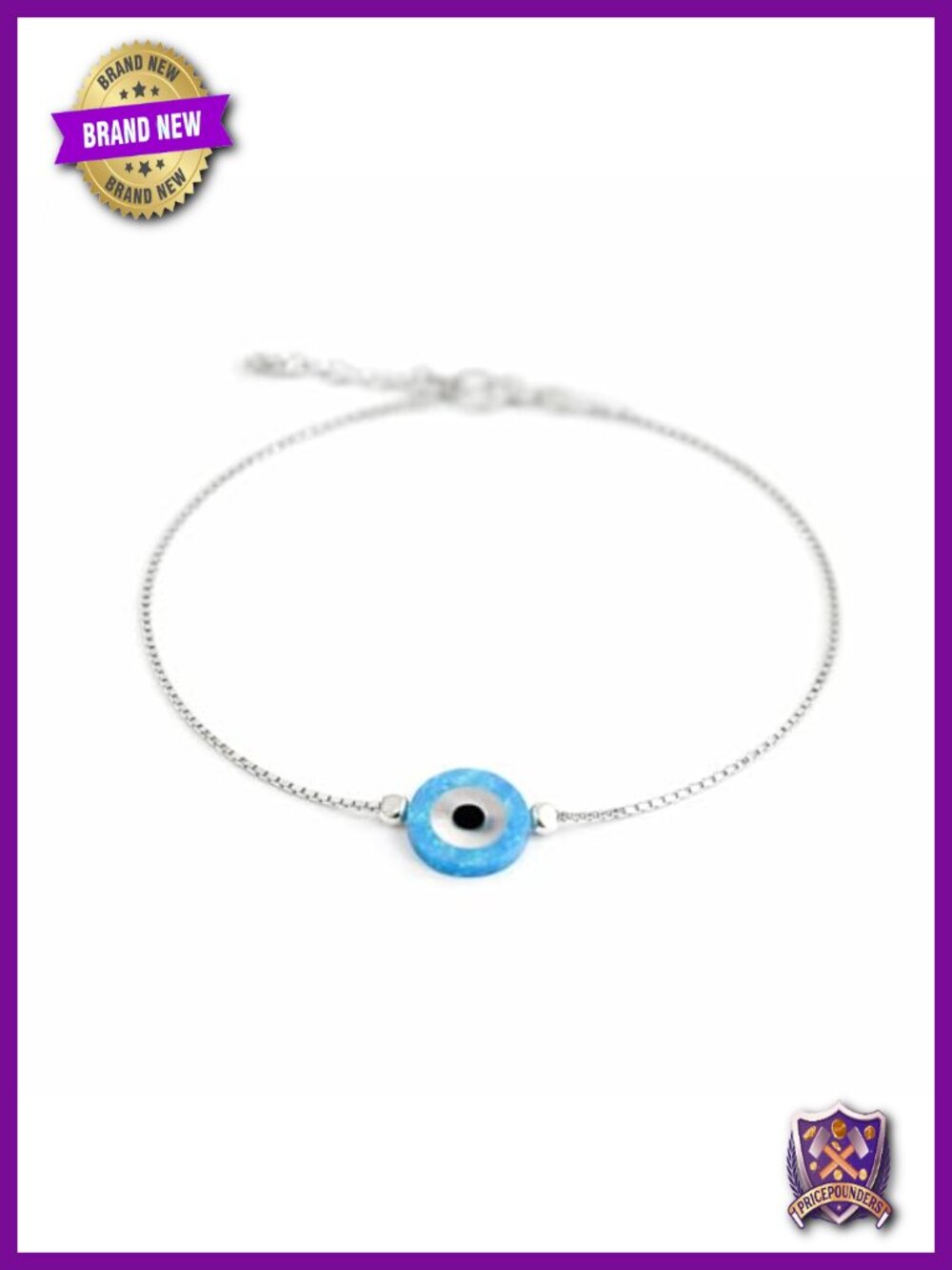 Minimalist Evil Eye Charm Bracelet - Handmade Good Luck Jewelry - Sterling